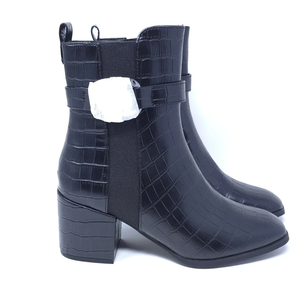 Kenneth Cole Reaction Women's Emerson Fashion Boot, Black Croco, 8M - Picture 3 of 13